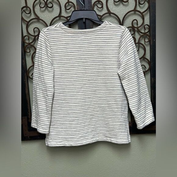 Madewell lace up pullover cream/navy striped top - Picture 4 of 7